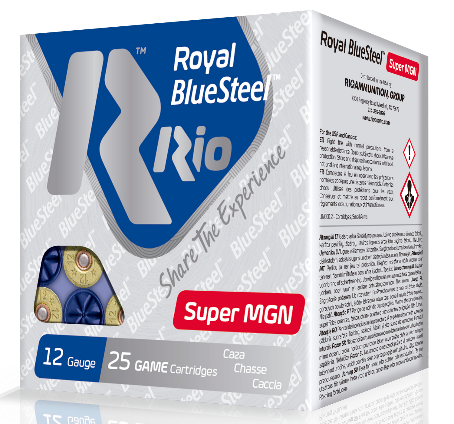 Rio Royal BlueSteel Super MGN 40 Shotshells RBSSM402, 12 Gauge, 3-1/2", 1-3/8 oz, 1550 fps, #2 Shot, 25 Rd/bx