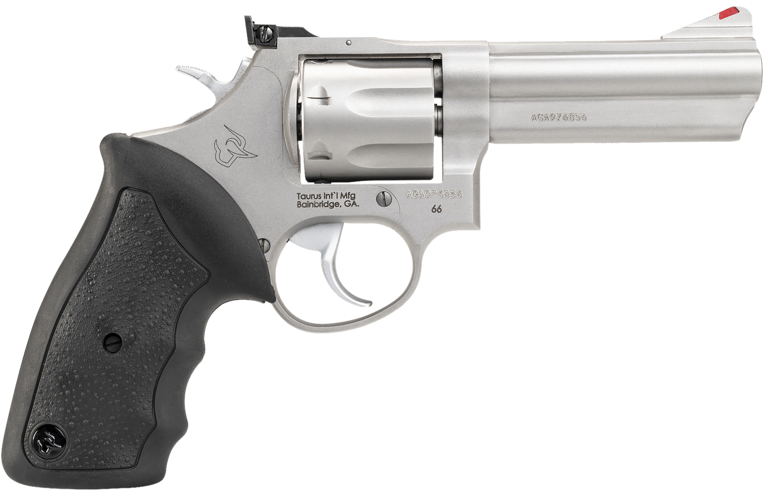 Taurus 66 Medium Frame Revolver 2660049, 357 Magnum, 4", Black Rubber Grip, Matte Stainless Finish, 7 Rd