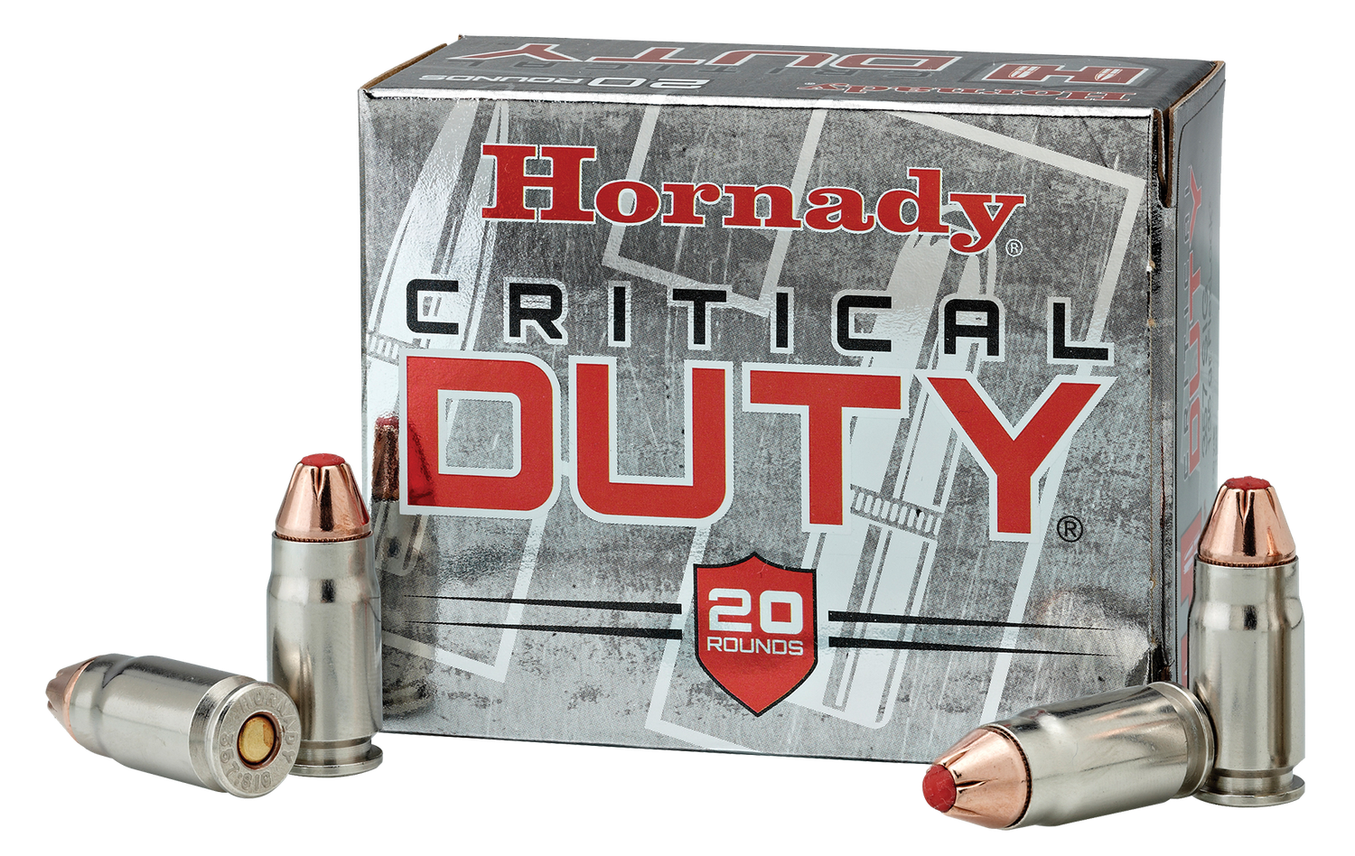 Hornady Critical Duty Pistol Ammunition 90216, 9mm +P, FlexLock, 124 GR, 1175 fps, 25 Rd/bx