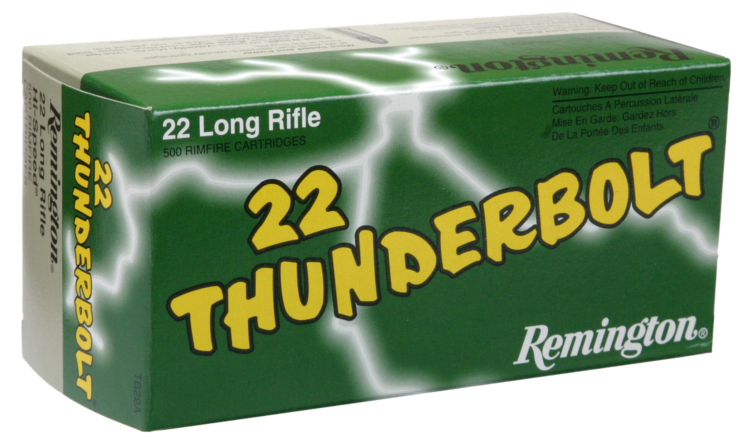 Remington Thunderbolt Rimfire Ammunition TB22A, 22 Long Rifle, Round Nose (RN), 40 GR, 1255 fps, 50 Rd/bx