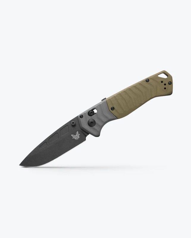 Benchmade P.S.K. Folding Knife w/Black Oxide Drop Point Blade, Gray/OD Green G10 Handle (593BK)