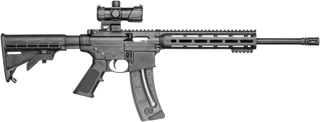 Smith & Wesson M&P15-22 Sport Rifle 12722, 22 LR, 16.5", 6 Pos. Black Stock, Matte Black Finish w/ Red & Green Dot Optic, 25 Rd