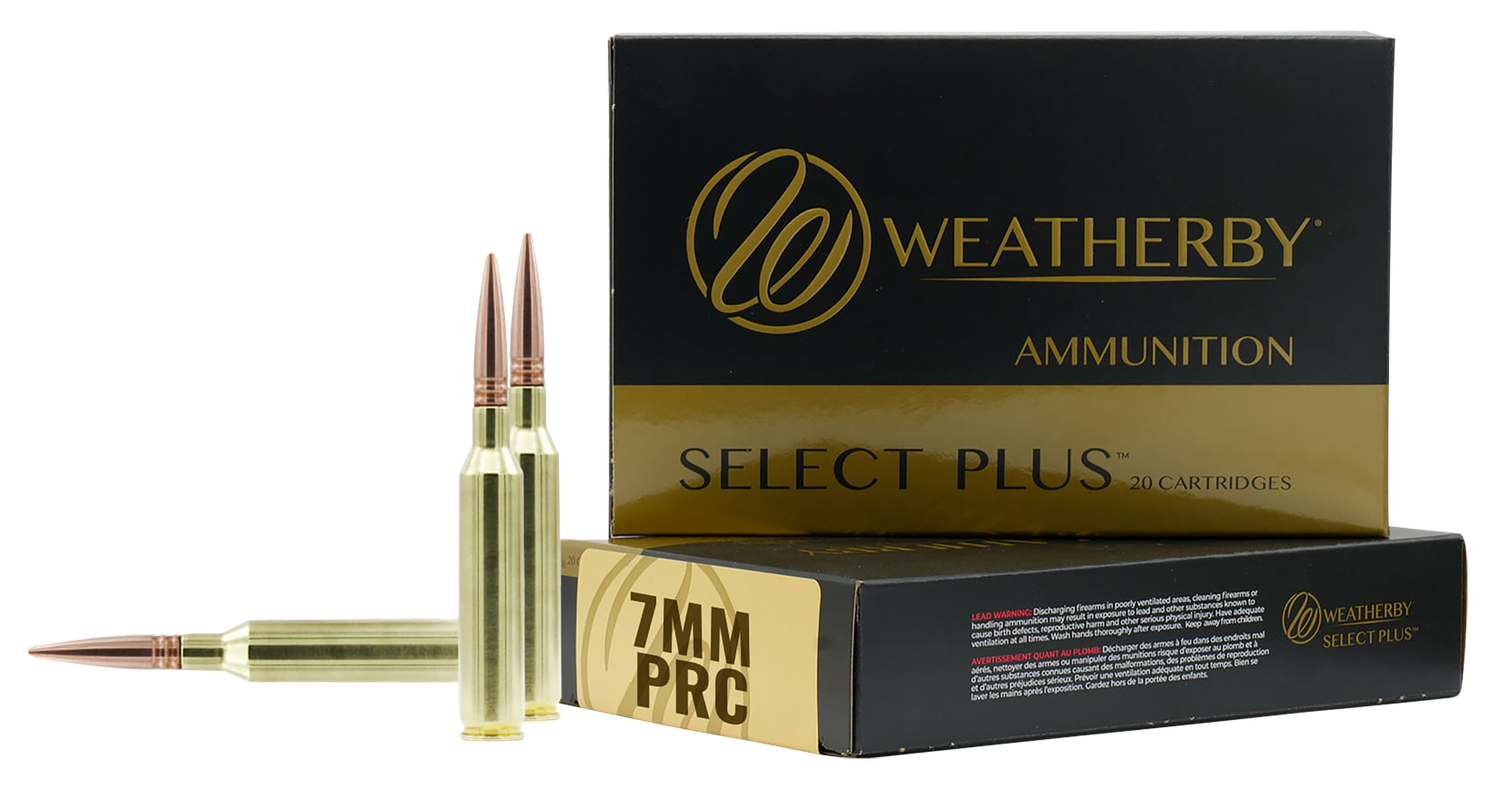 Weatherby Select Plus Rifle Ammunition F7PRC150SCO, 7mm PRC, Swift Scirocco, 150 gr, 3050 fps, 20 Rd/Bx