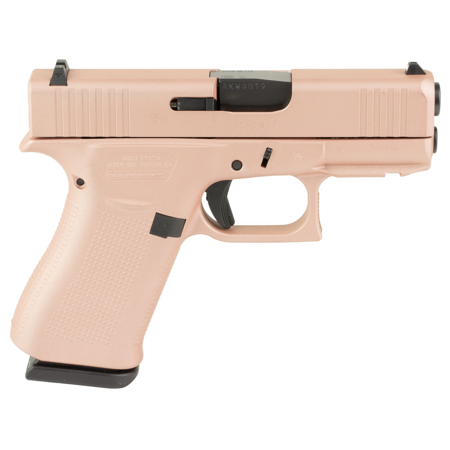 Glock G43X Pistol UX4350204FRN-RG, 9mm Luger, 3.41in, Textured Polymer, Rose Gold Cerakote Finish, 10 Rds