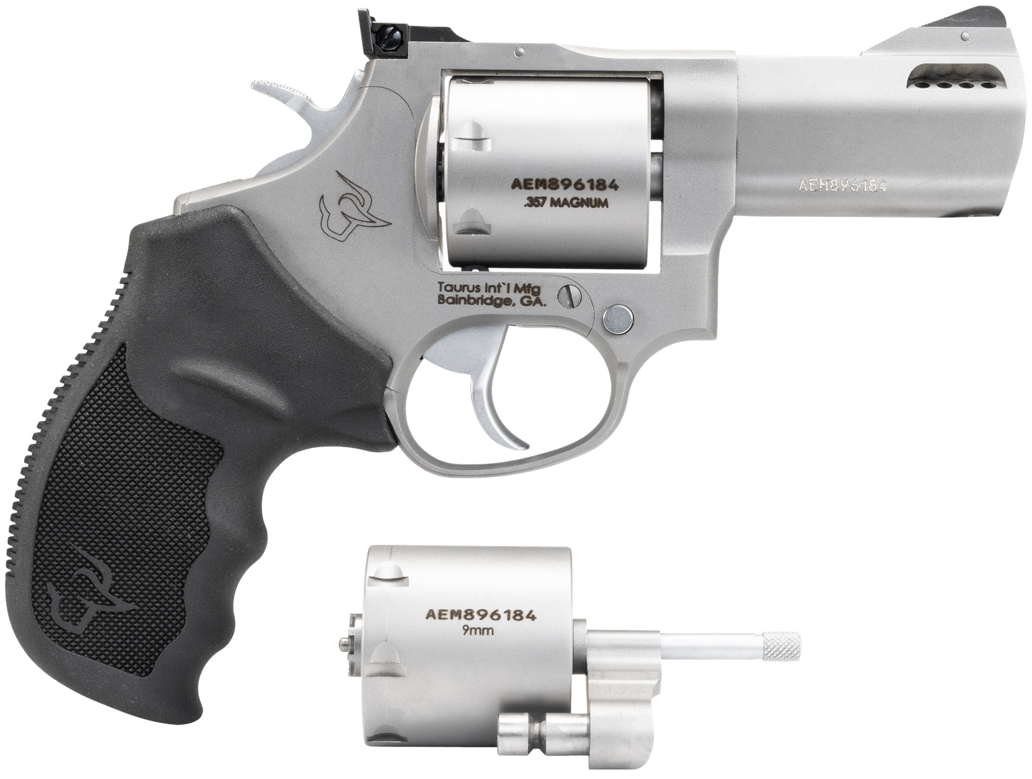 Taurus 692 Revolver 2692039, 38 Special +P/357 Mag/9mm Luger, 3", Black Ribber Grip, Matte Stainless Finish, 7 Rd