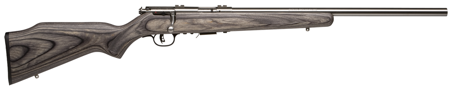 Savage 93R17BVSS Rimfire Rifle 96705, 17 HMR, 21" Hvy BBL, Bolt Action, Gray Laminate Stock, Stain Steel Finish, Accutrigger, 5 Rds