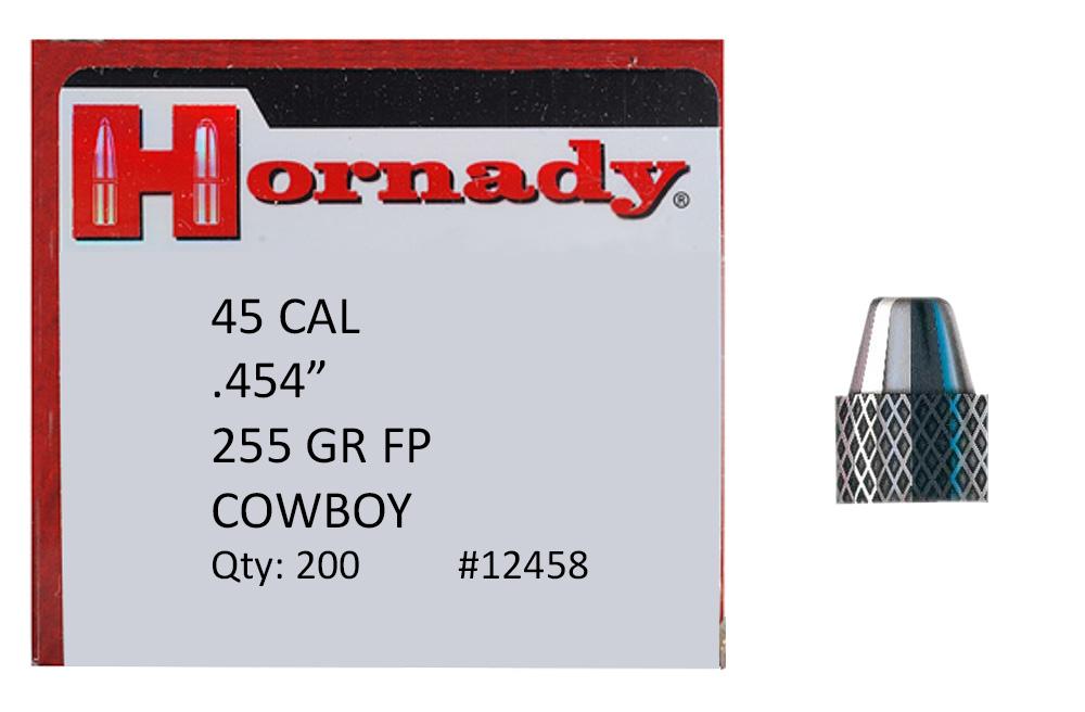 Hornady Lead Pistol Bullets 45 Caliber 255 Grain Flat Point Cowboy 200/Box (12458), Not Loaded