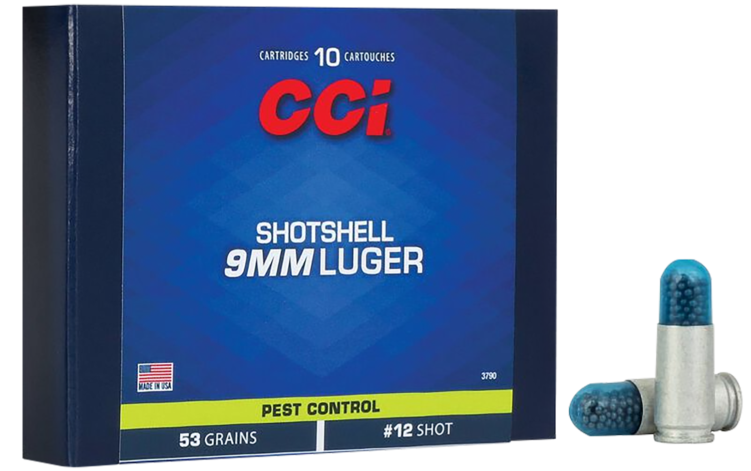 CCI Pest Control ShotShells 3790, 9mm, #12 ShotShell, 53 GR, 1450 fps, 10 Rd/bx