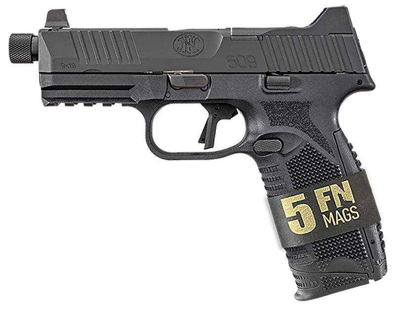 FN Herstal 509T Bundle Optic Ready Pistol 66101650, 9mm Luger, 4.50in, Interchangeable Backstrap, Black Finish, 10 Rds