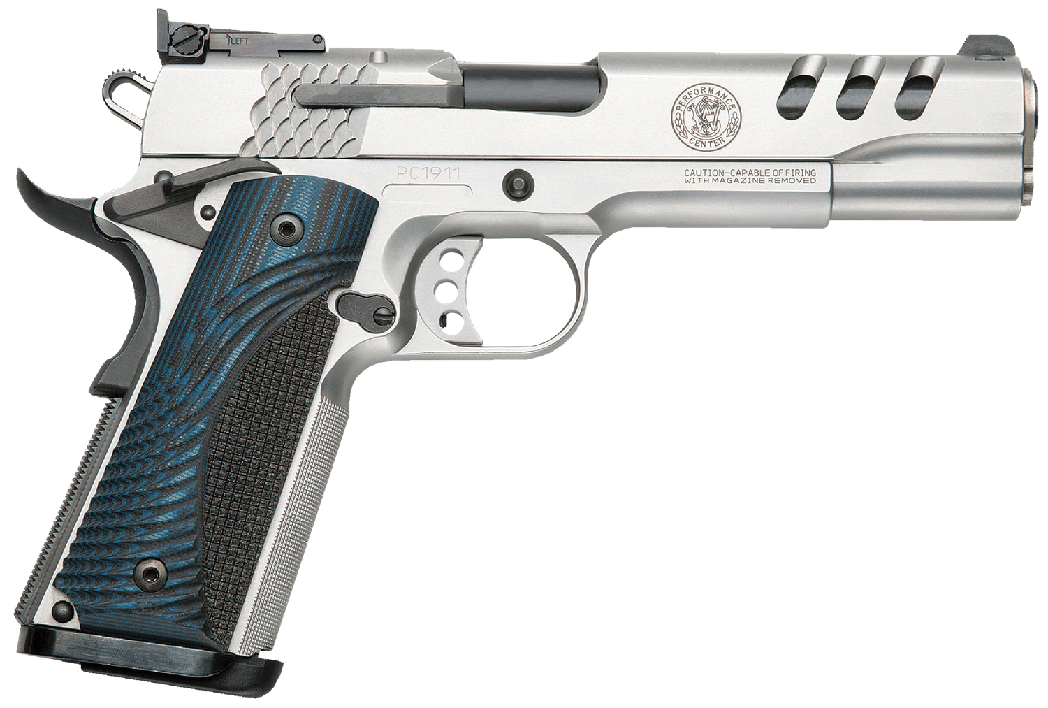 Smith & Wesson 1911 Performance Center Pistol 170343, 45 ACP, 5 in, Wood Grip, Stainless Finish, 8 Rd