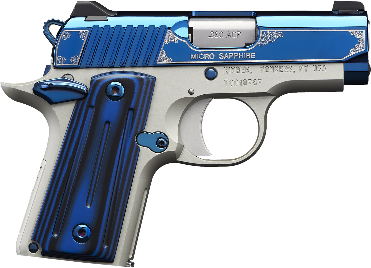 Kimber Micro Sapphire Carry Pistol 3300090, 380 ACP, 2.75", Sapphire/Black Grips, Sapphire Slide, 6 Rd