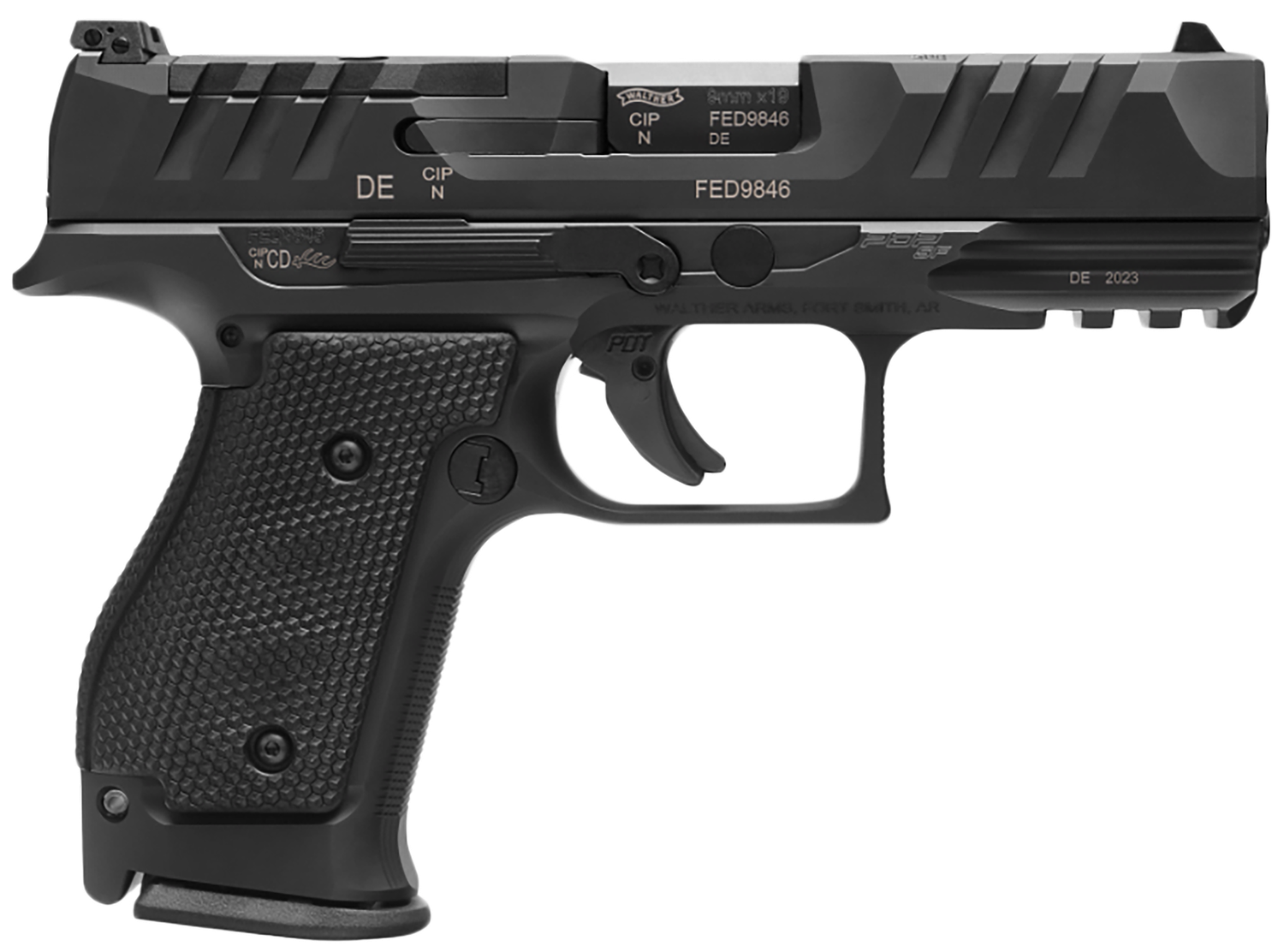 Walther PDP Compact Steel Frame, 2872111, 9mm, 4", Textured Wraparound Grips, Optic Ready, 15 Rds