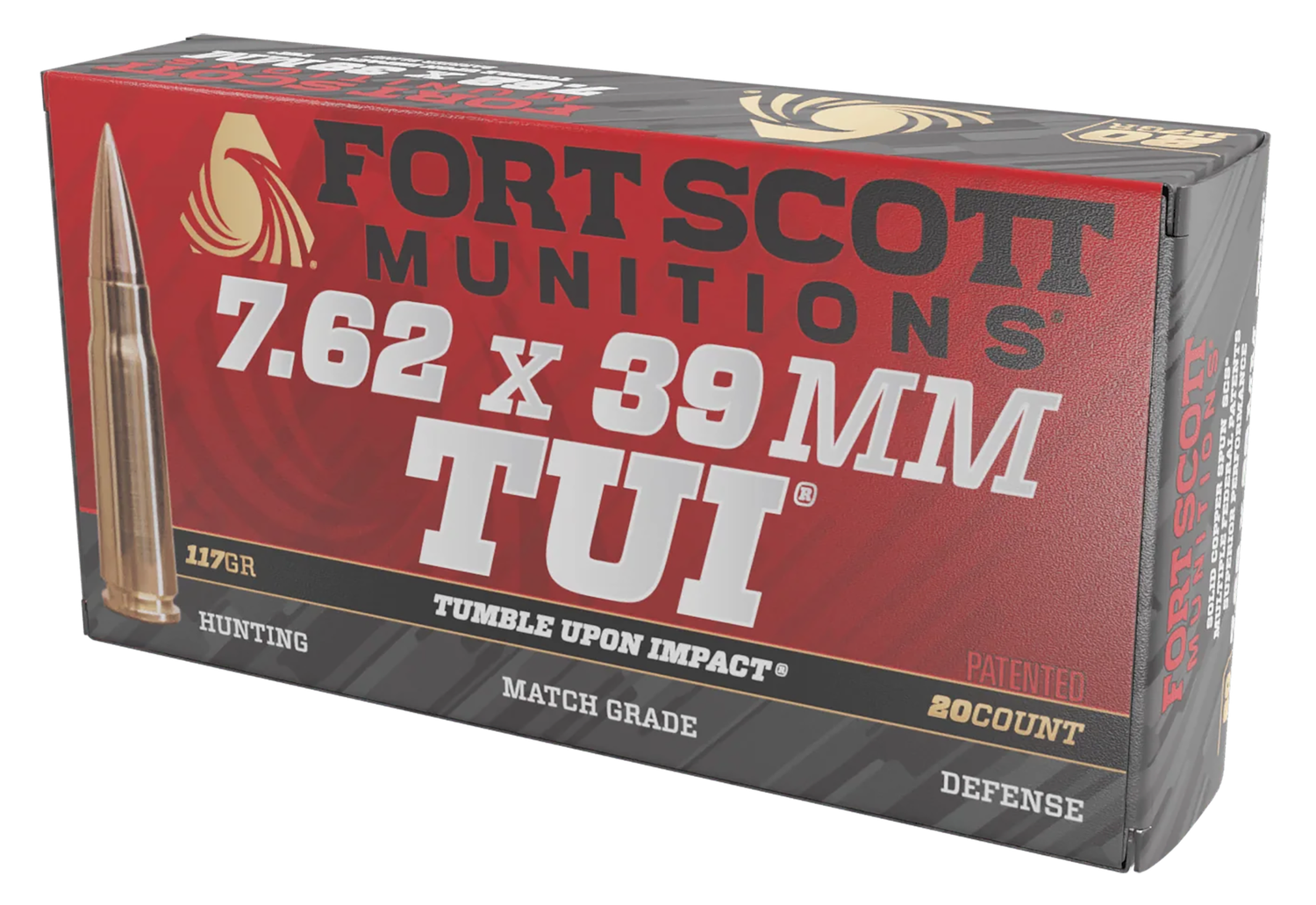 Fort Scott Munitions TUI Rifle Ammunition 762X39117SCV, 7.62x39mm, Solid Copper Spun, 117 gr, 2422 fps, 20 Rd/Bx
