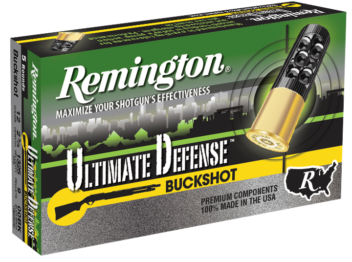 Remington Ultimate Defense Shotshells 12B009HD, 12 Gauge, 2-3/4", 9 Pellets, 1325 fps, #00 Buck Lead Buckshot, 5 Rds/bx
