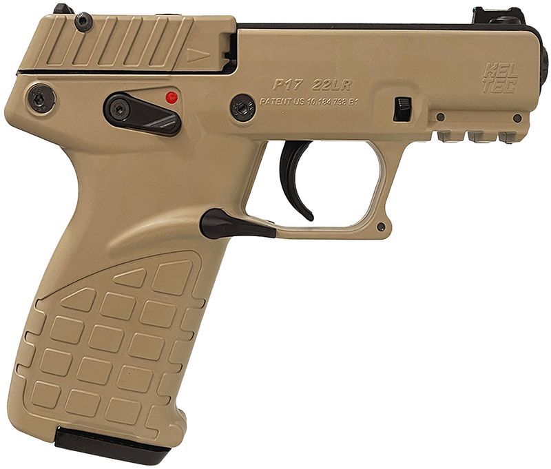 Kel-Tec P17 Pistol P17DS, 22 LR, 3.80in, Textured Grips, Desert Tan Finish, 16 Rds