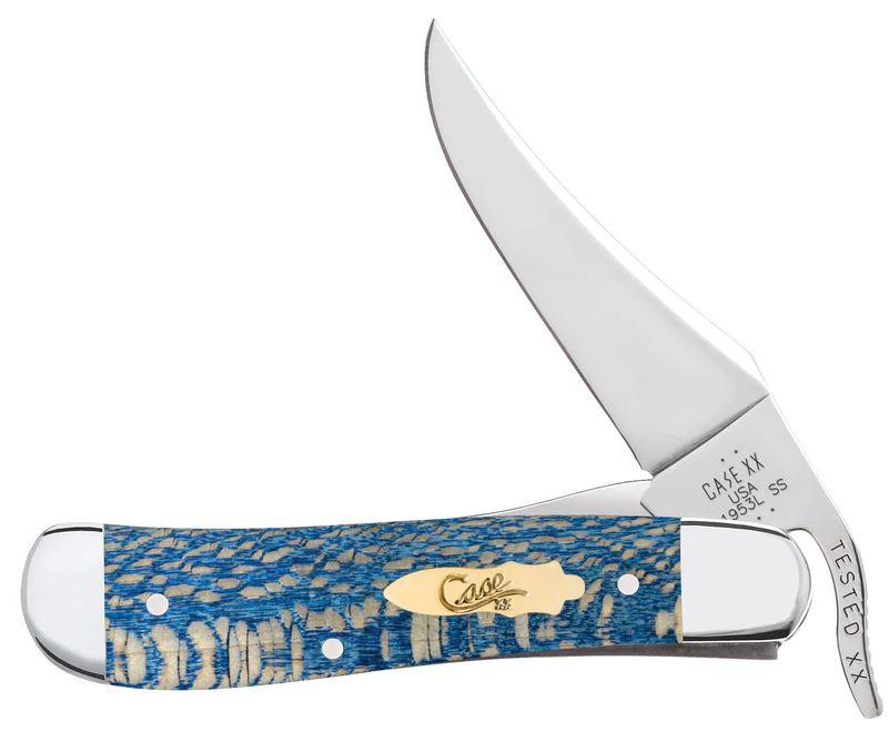 Case Knife Russlock, Blue Sycamore Smooth Wood, Mirror-Polished, (63734)