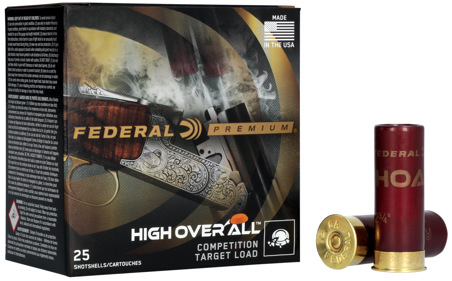 Federal Premium High Over All Shotshells HOA2075, 20 Gauge, 2.75", 7/8 oz, 1200 fps, #7.5 Shot, 25 Rds/Bx