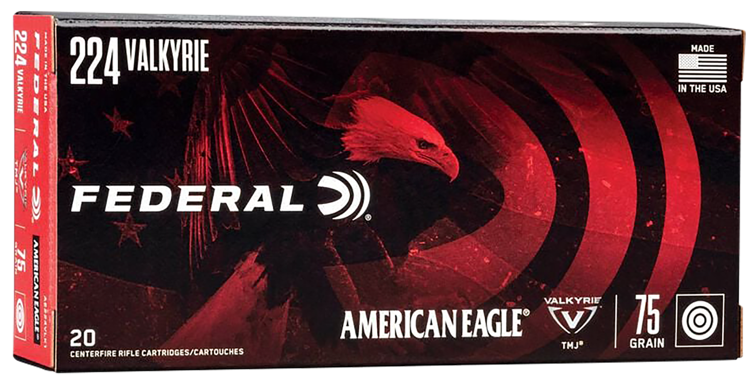 Federal American Eagle Rifle Ammunition AE224VLK1, 224 Valkyrie, Total Metal Jacket, 75 GR, 3000 FPS, 20 Rds/Bx