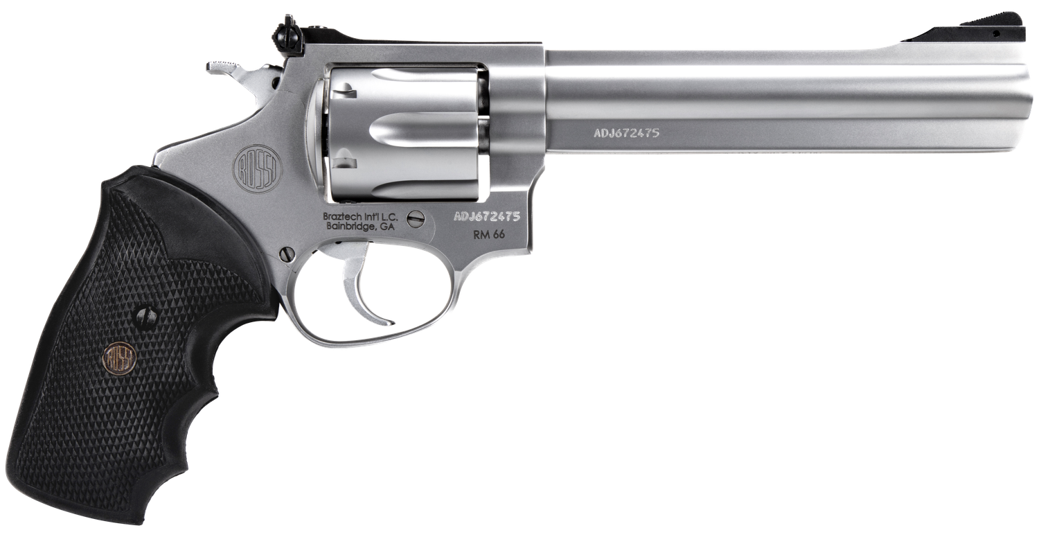 Rossi RM66 Revolver 2RM69, 357 Mag, 6", Black Rubber Grips, Stainless Steel Finish, 6 Rds