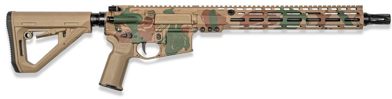 Sons of Liberty The OB1 Craighead Signature M4S Semi-Auto Rifle OB1L89137XL, 5.56 NATO, 13.7" Pinned, Magpul Stock, Rhodesian Camo Finish, HUXWRX XL Flash Hider