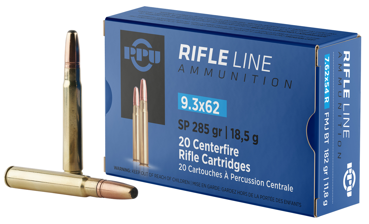 Prvi Partizan Rifle Ammunition PP9362, 9.3mmx62 Mauser, Soft Point, 285 gr, 2265 fps, 20 Rd/Bx