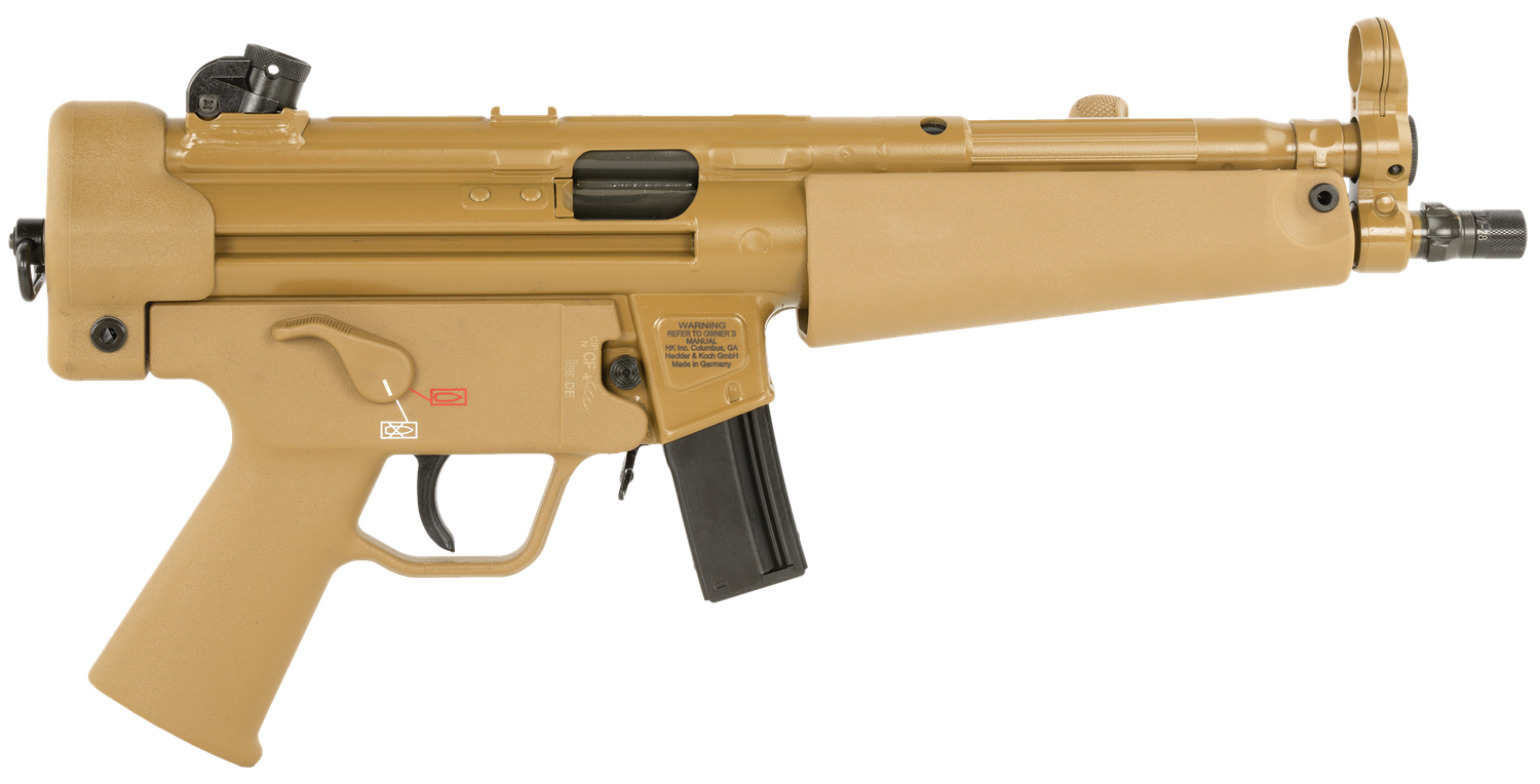 Heckler & Koch SP5 RAL8000 Pistol 81001079, 9mmx19, 8.86in, FDE Polymer Grips, Black Finish, 10 Rds