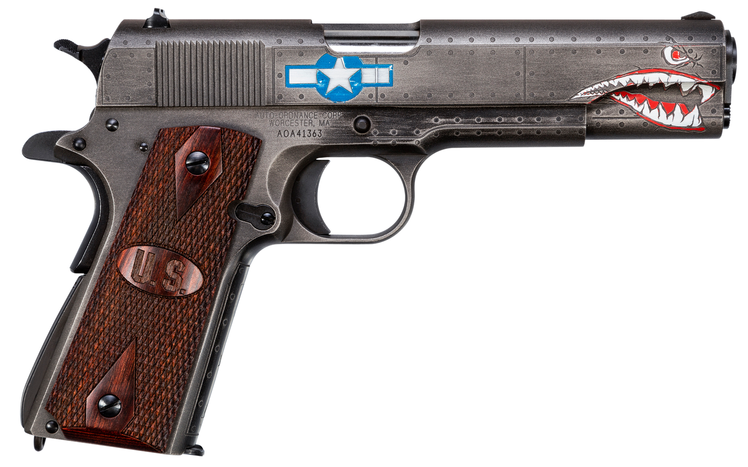 American Classic 1911 Squadron Special Edition WW2 Pistol 1911BKOWC3, 45 Automatic Colt Pistol ACP, 5", Wood Grip, Custom Finish