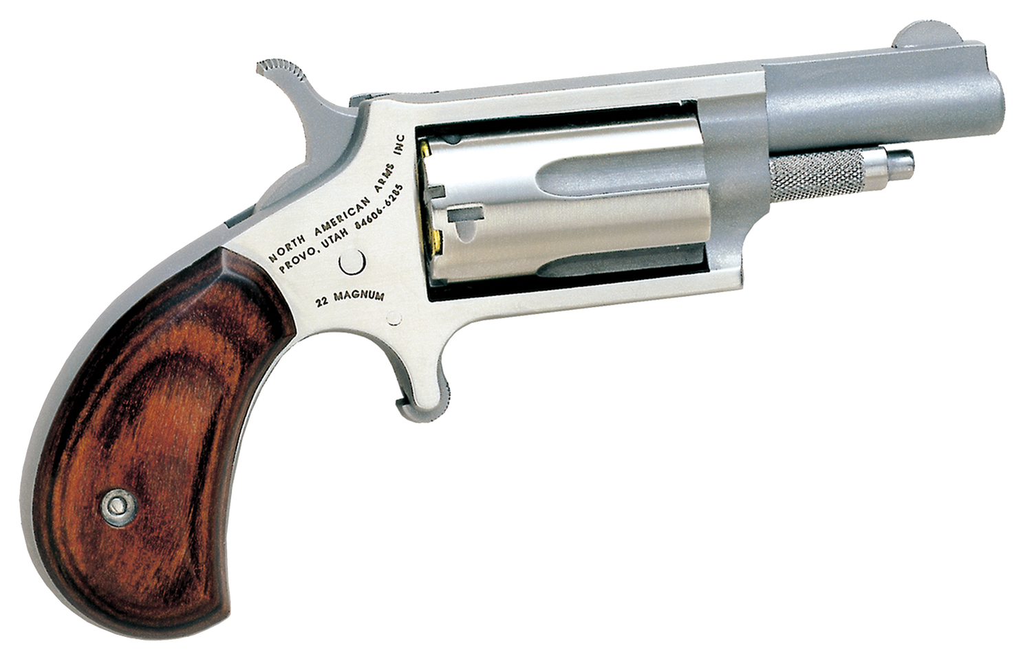 North American Mini-Revolver 22M, 22 Magnum (WMR), 1 5/8", Rosewood Grip, Stainless Finish, 5 Rd