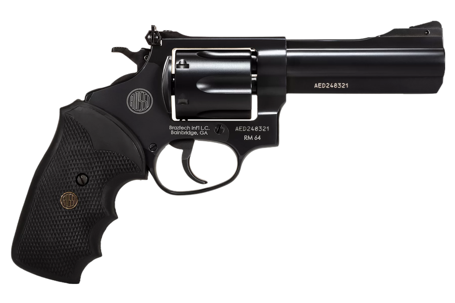 Rossi RM64 Revolver 2RM641, 357 Mag, 4", Black Rubber Grips, Black Finish, 6 Rds