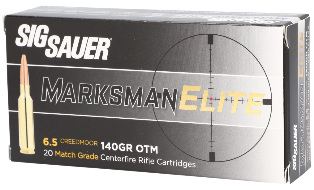 Sig Sauer Elite Match Grade Rifle Ammunition E65CM120, 6.5 Creedmoor, Open Tip Match, 140 GR, 2690 fps, 20 Rd/Bx