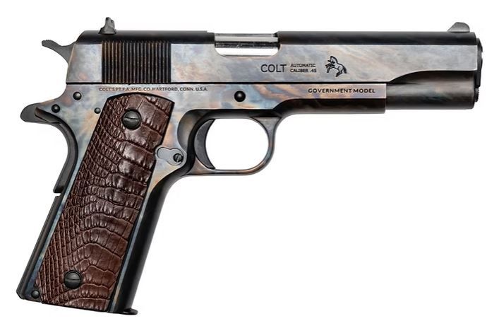 Custom & Collectible Colt 1911 Lineage Limited Edition Pistol CNCLINEAGE45, 45 ACP, 5in, Authentic Alligator Grips, Color Case Hardened Finish, 7 Rds