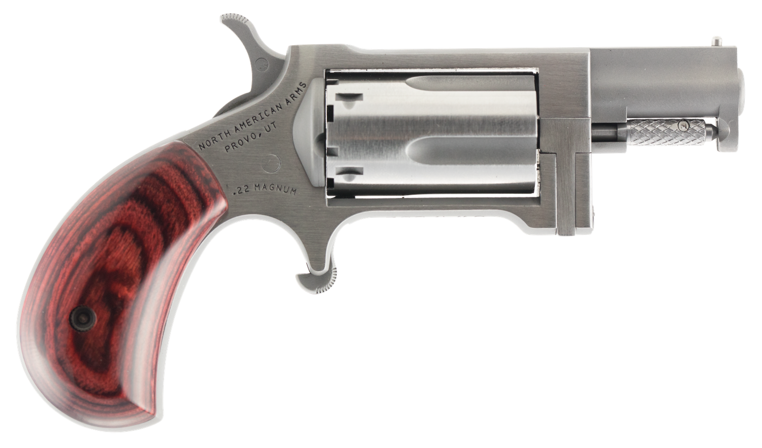 North American Sidewinder Revolver, 22 Magnum (WMR), 1.63 in, Rosewood Grip, Silver Finish, 5 Rd