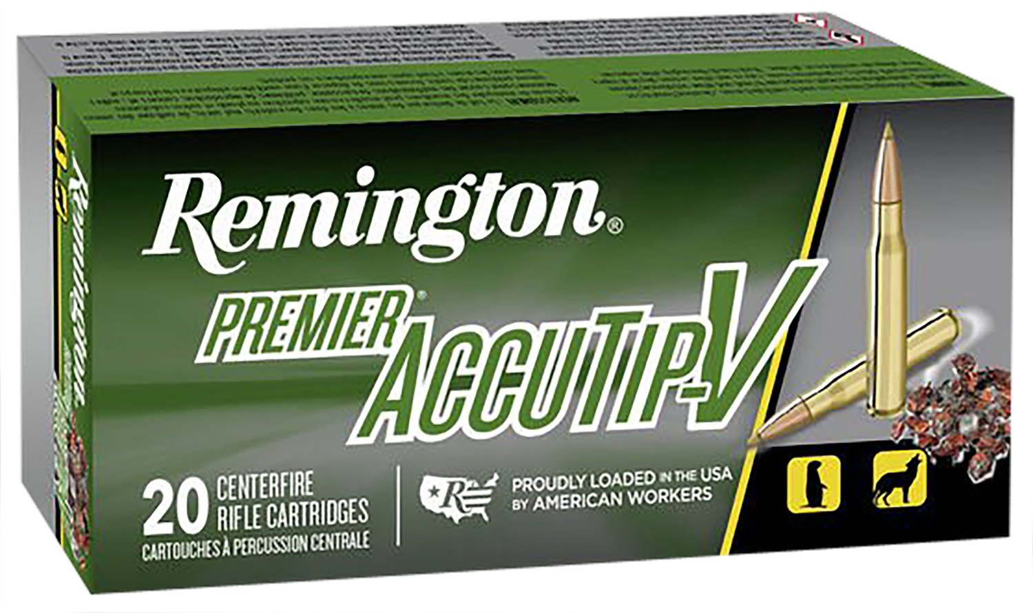 Remington Premier Accutip Rifle Ammunition PRA204A, 204 Ruger, Accutip-V, 32 GR, 4225 fps, 20 Rd/bx