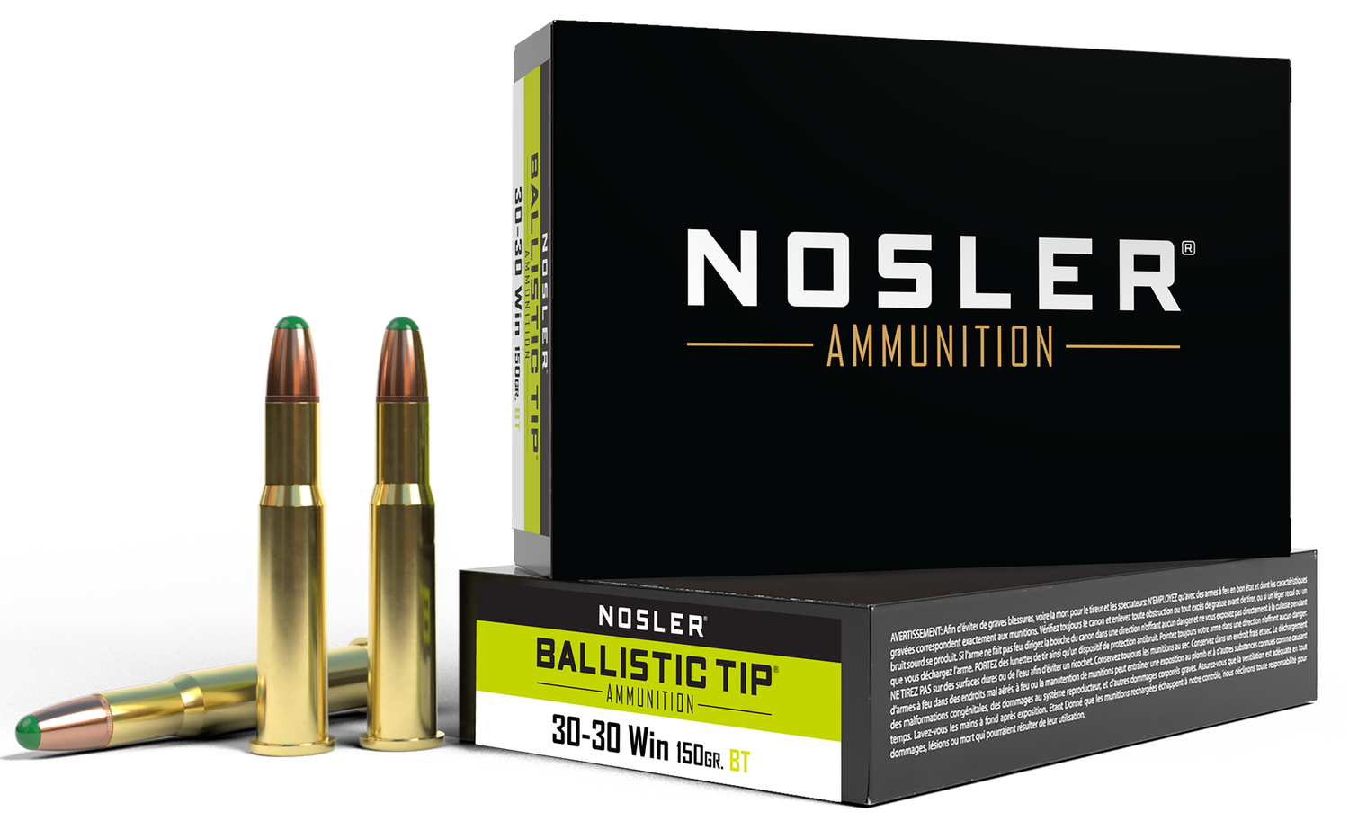 Nosler Ballistic Tip Rifle Ammunition 40065, 30-30 Winchester, RN Ballistic Tip, 150 GR, 2390 fps, 20 Rd/Bx