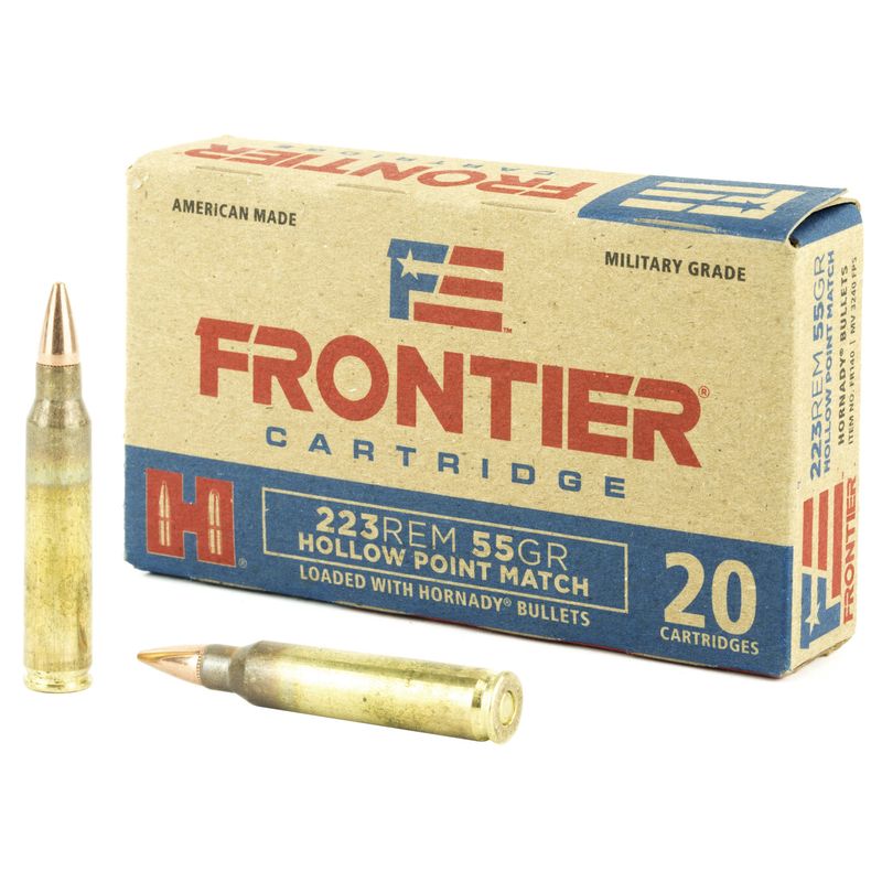 Hornady Frontier Rifle Ammunition FR140, 223 Remington, HP Match, 55 GR, 3240 fps, 20 Rds/bx