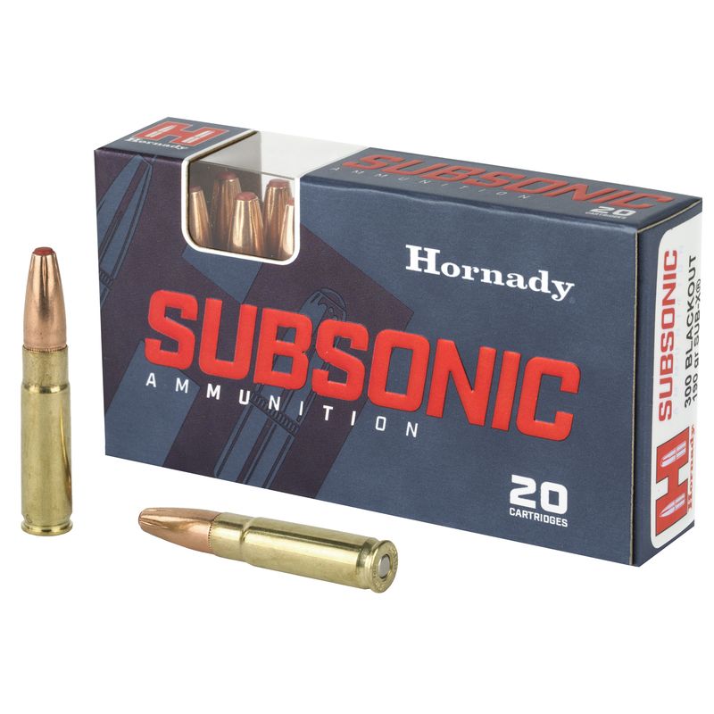 Hornady Sub-X Subsonic Rifle Ammunition 80877, 300 AAC Blackout, Sub-X, 190 GR, 1050 fps, 20 Rd/box