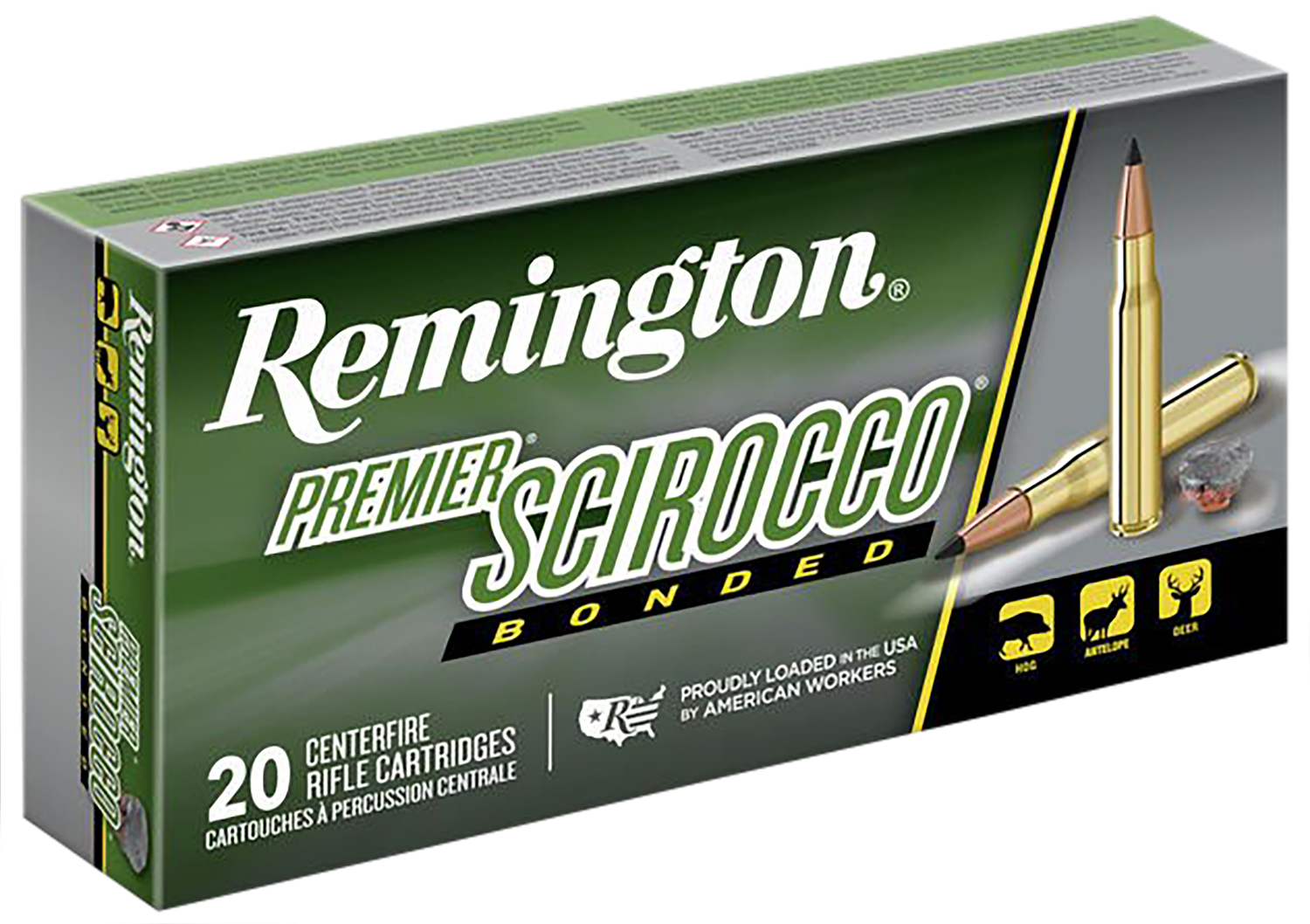 Remington Premier Rifle Ammunition PRSC308WB, 308 Winchester, Swift Scirocco Bonded, 165 GR, 2700 fps, 20 Rd/bx