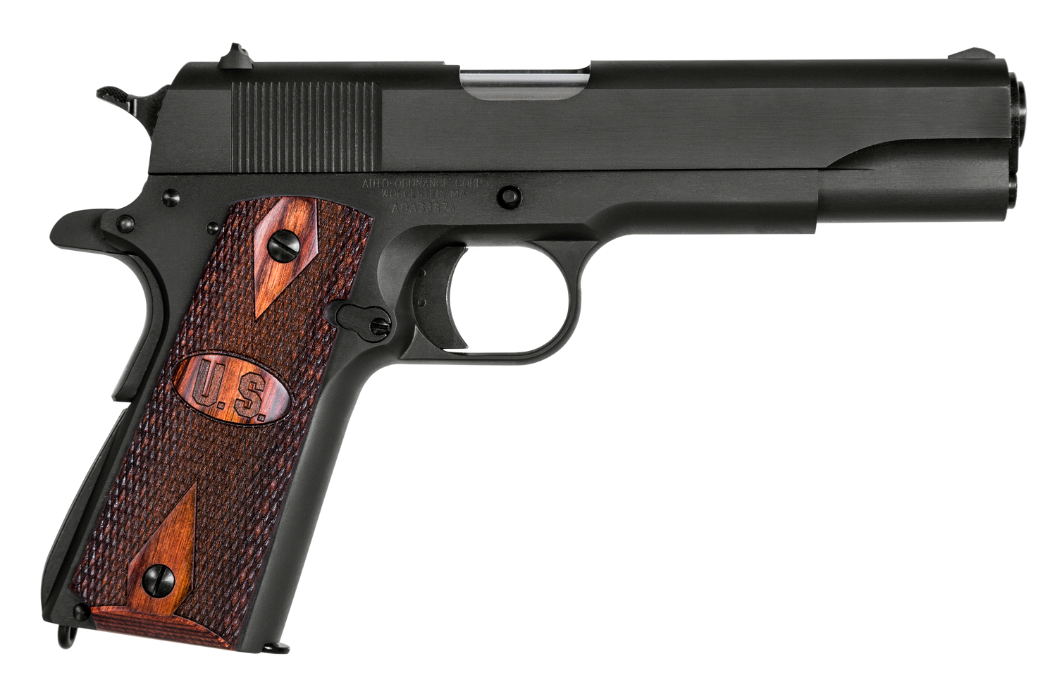 Kahr 1911 A1 GI Spec Pistol 1911BKO9W, 9mm Luger, 5in, Checkered Wood w/Integrated US Logo Grips, Matte Black Finish, 9 Rds
