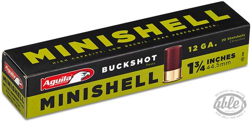Aguila Minishell Shotshells 1CHB1288, 12 Gauge, 1-3/4", 5/8 oz, 1200 fps, #4/#1 Buckshot, 20 Rd/bx