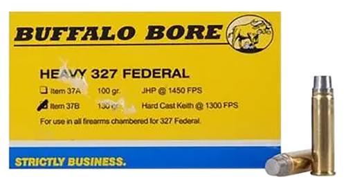 Buffalo Bore Rifle Ammunition 37B/20, 327 Federal Magnum, Hard Cast, 130 GR, 1300 fps, 20 Rd/Bx