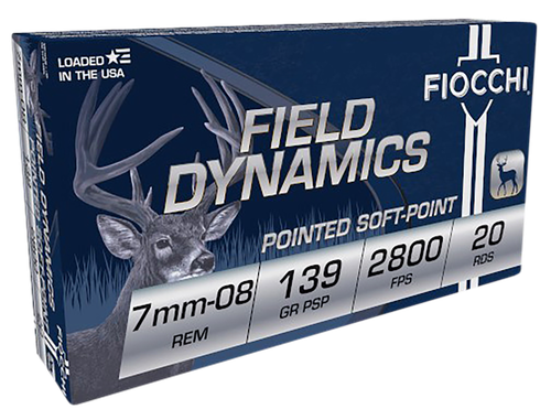Fiocchi Extrema Hunting Rifle Ammunition 7MM08B, 7mm-08 Remington, Hornady Interlock BT, 139 GR, 2800 fps, 20 Rd/Bx