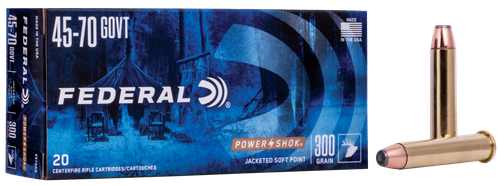 Federal Premium Power Shok Rifle Ammunition 4570AS, 45-70 Govt, Speer Hot-Cor SP, 300 GR, 1880 fps, 20 Rd/bx