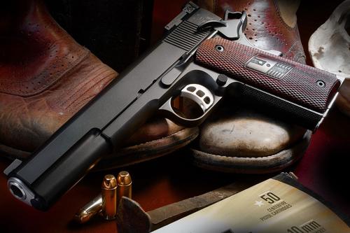 Nighthawk Custom Heine Long Slide 9388, 10MM, 6", Wood Grips, Black Nitride Finish, 9 Rds