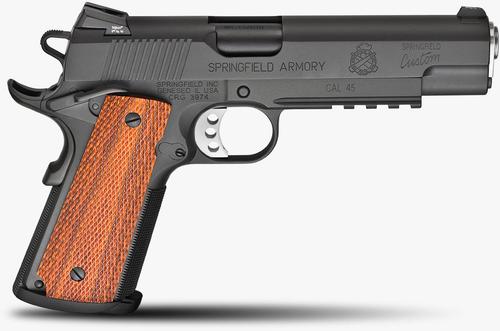 Springfield 1911 Professional Light Rail 1911-A1 Pistol PC9111LR, 45 ACP, 5", Checkered Cocoblo Grips, Black Finish, 7 Rds