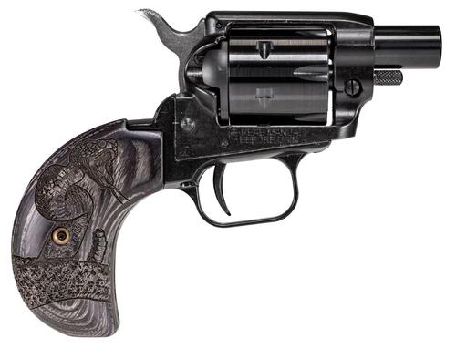 Heritage Barkeep Boot Revolver BK22B1BHWBRN2, 22 LR, 1.68", Engraved Wood Grips, Black Finish, 6 Rds