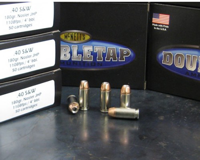 DoubleTap Handgun Ammunition 40180N20, 40 S&W, Jacketed Hollow Point (JHP), 180 GR, 1100 fps, 20 Rd/bx