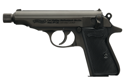 Walther PP SD Pistol 4796063, 32 ACP, 3.90in, Black Polymer Grips, Black Finish, 8 Rds