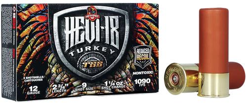 HEVI-Shot HEVI-18 TSS Turkey Shotshells HS4109, 12 Gauge, 2-3/4", 1 1/4 oz, 1090 fps, #9 Shot, 5 Rds/box