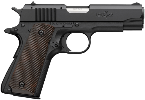 Browning 1911-22 A1 Pistol 051064490, 22 LR, 3.63in, Brown Composite Grips, Matte Black Finish, 10 Rds