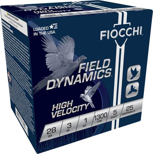 Fiocchi Optima Specific Hi-Velocity Shotshells 283HV5, 28 Gauge, 3 in, 1 oz, 1300 FPS, #5 Lead Shot, 25 Rds/Bx
